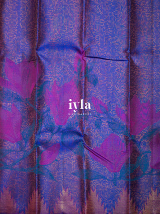 The Trumpet Lily Kanjeevaram in Purple Blue