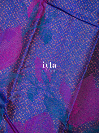 The Trumpet Lily Kanjeevaram in Purple Blue