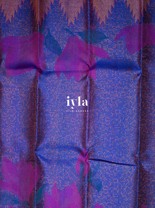 The Trumpet Lily Kanjeevaram in Purple Blue
