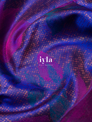 The Trumpet Lily Kanjeevaram in Purple Blue