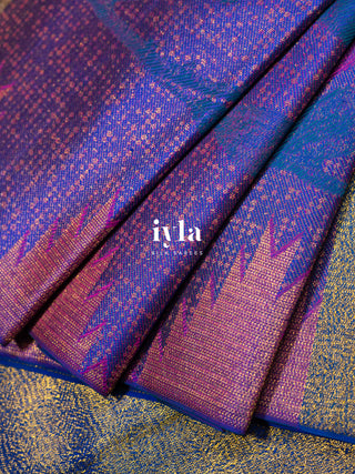 The Trumpet Lily Kanjeevaram in Purple Blue