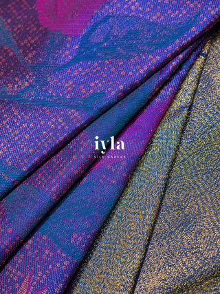 The Trumpet Lily Kanjeevaram in Purple Blue