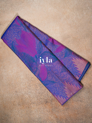 The Trumpet Lily Kanjeevaram in Purple Blue
