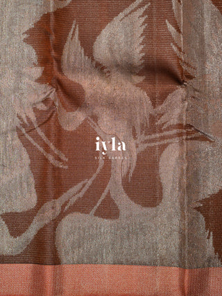 The Oriental Storks Kanjeevaram in Cocoa Brown