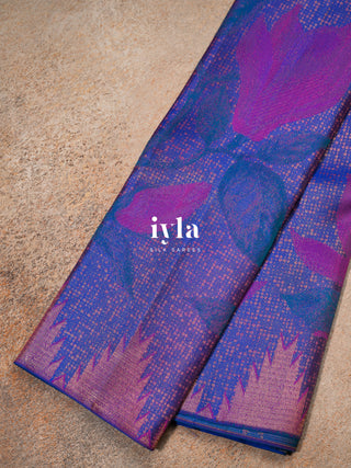 The Trumpet Lily Kanjeevaram in Purple Blue