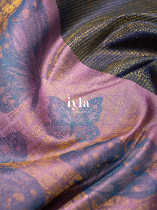 The Butterfly Dream Kanjeevaram in Periwinkle