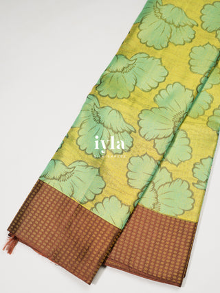 The Poppy Bloom Kanjeevaram in Pear Green