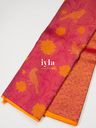 The Birds of Bloom Kanjeevaram in Barbie Pink