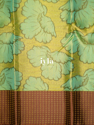The Poppy Bloom Kanjeevaram in Pear Green