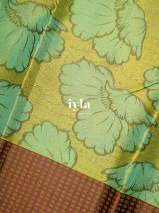The Poppy Bloom Kanjeevaram in Pear Green
