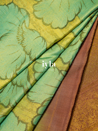 The Poppy Bloom Kanjeevaram in Pear Green