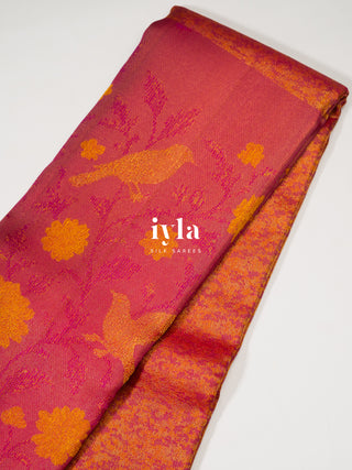 The Birds of Bloom Kanjeevaram in Barbie Pink