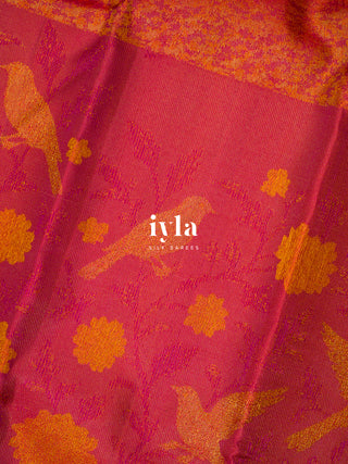 The Birds of Bloom Kanjeevaram in Barbie Pink