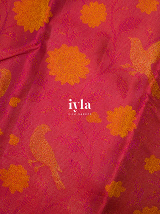 The Birds of Bloom Kanjeevaram in Barbie Pink