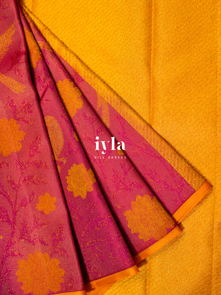 The Birds of Bloom Kanjeevaram in Barbie Pink