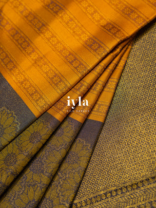 The Sunflower Bloom Kanjeevaram in Amber Glow
