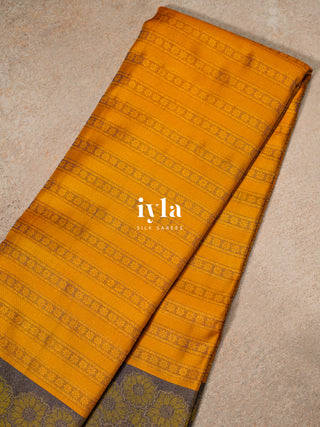 The Sunflower Bloom Kanjeevaram in Amber Glow