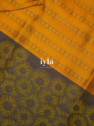 The Sunflower Bloom Kanjeevaram in Amber Glow