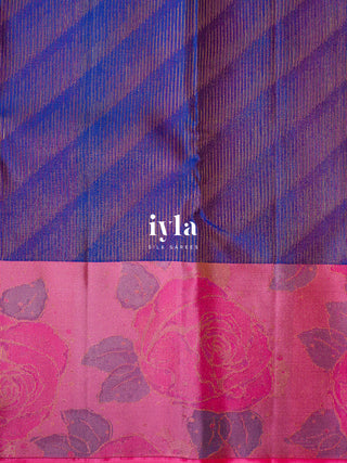 The Enchanted rose Garden Kanjeevaram in Persian Indigo