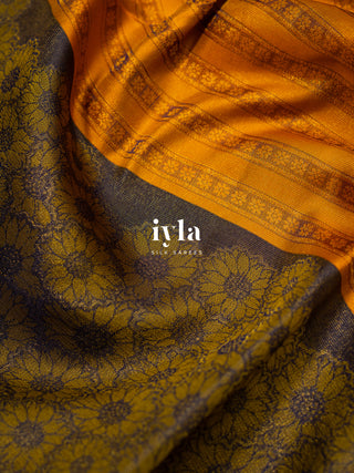 The Sunflower Bloom Kanjeevaram in Amber Glow