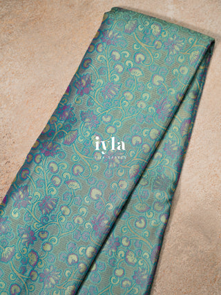 The Wandering Lotus Weave Kanjeevaram in Tiffany