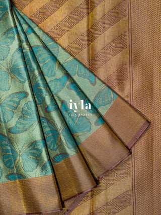 The Aquamarine Butterfly Weave Kanjeevaram
