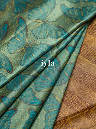 The Aquamarine Butterfly Weave Kanjeevaram