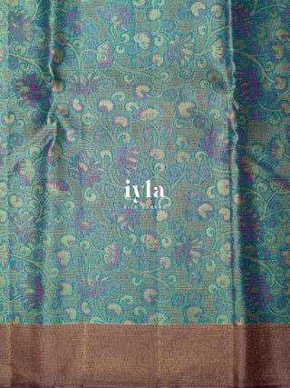 The Wandering Lotus Weave Kanjeevaram in Tiffany