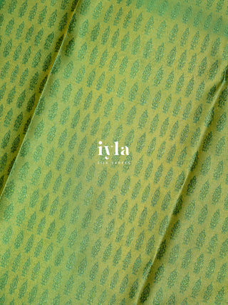 The Trumpet Lily Kanjeevaram in Pistachio Green