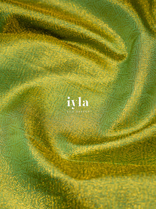 The Trumpet Lily Kanjeevaram in Pistachio Green