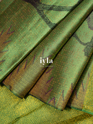 The Trumpet Lily Kanjeevaram in Pistachio Green