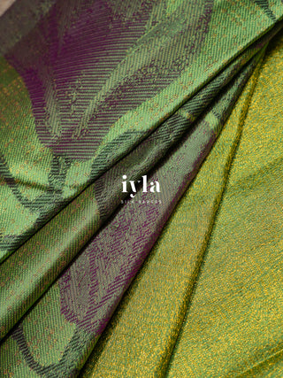 The Trumpet Lily Kanjeevaram in Pistachio Green