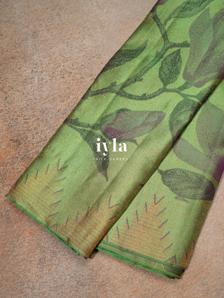 The Trumpet Lily Kanjeevaram in Pistachio Green