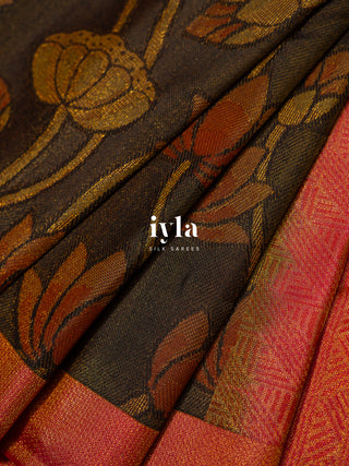 The Lotus Bloom Theory Kanjeevaram in Walnut Brown