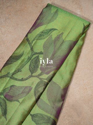 The Trumpet Lily Kanjeevaram in Pistachio Green