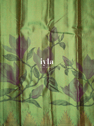 The Trumpet Lily Kanjeevaram in Pistachio Green