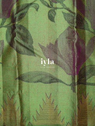 The Trumpet Lily Kanjeevaram in Pistachio Green