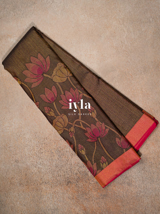The Lotus Bloom Theory Kanjeevaram in Walnut Brown