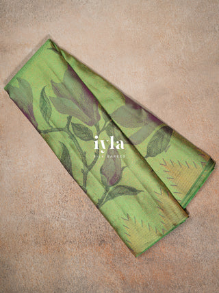 The Trumpet Lily Kanjeevaram in Pistachio Green