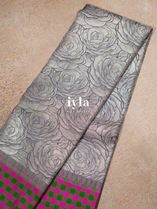 The Enchanted Rose Kanjeevaram Dipped in Silver