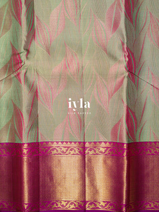 The Tropical Foliage Silk Saree in Marine Green