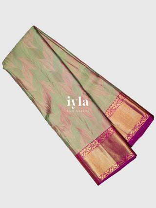 The Tropical Foliage Silk Saree in Marine Green