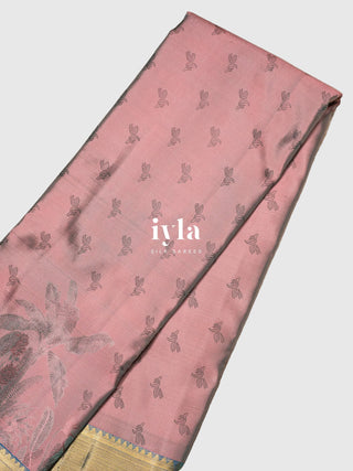 The Banana Grove Whisper Silk Saree in Blush Taupe