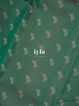 The Banana Grove Whisper Silk Saree in Pine Teal