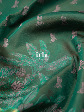 The Banana Grove Whisper Silk Saree in Pine Teal