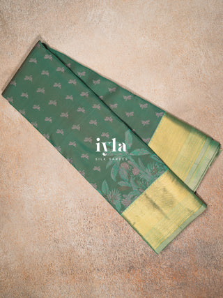 The Banana Grove Whisper Silk Saree in Pine Teal