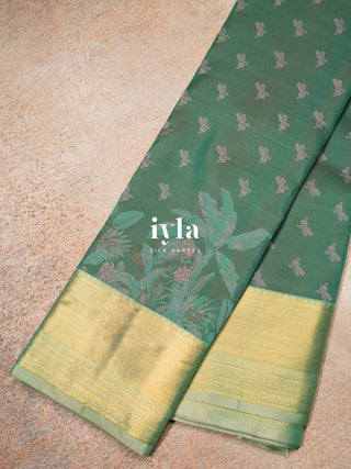 The Banana Grove Whisper Silk Saree in Pine Teal