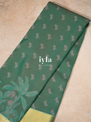 The Banana Grove Whisper Silk Saree in Pine Teal