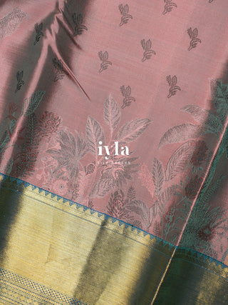 The Banana Grove Whisper Silk Saree in Blush Taupe