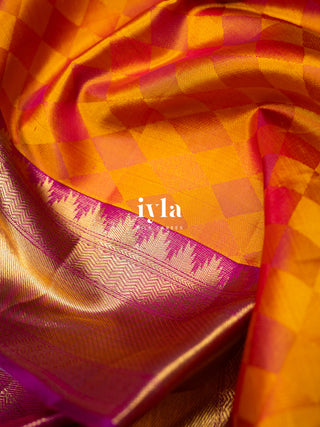 The Diamond Mood Kanjeevaram in Sunset Orange